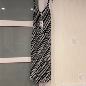 Johnny Was Black and White Striped Maxi Dress